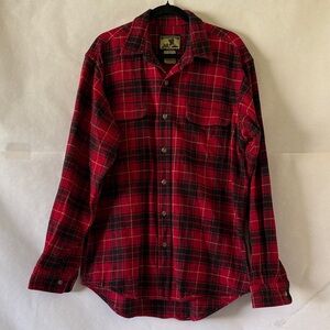Field & Stream Plaid Flannel Men Size L Tall Red Black Long Sleeve Button Shirt
